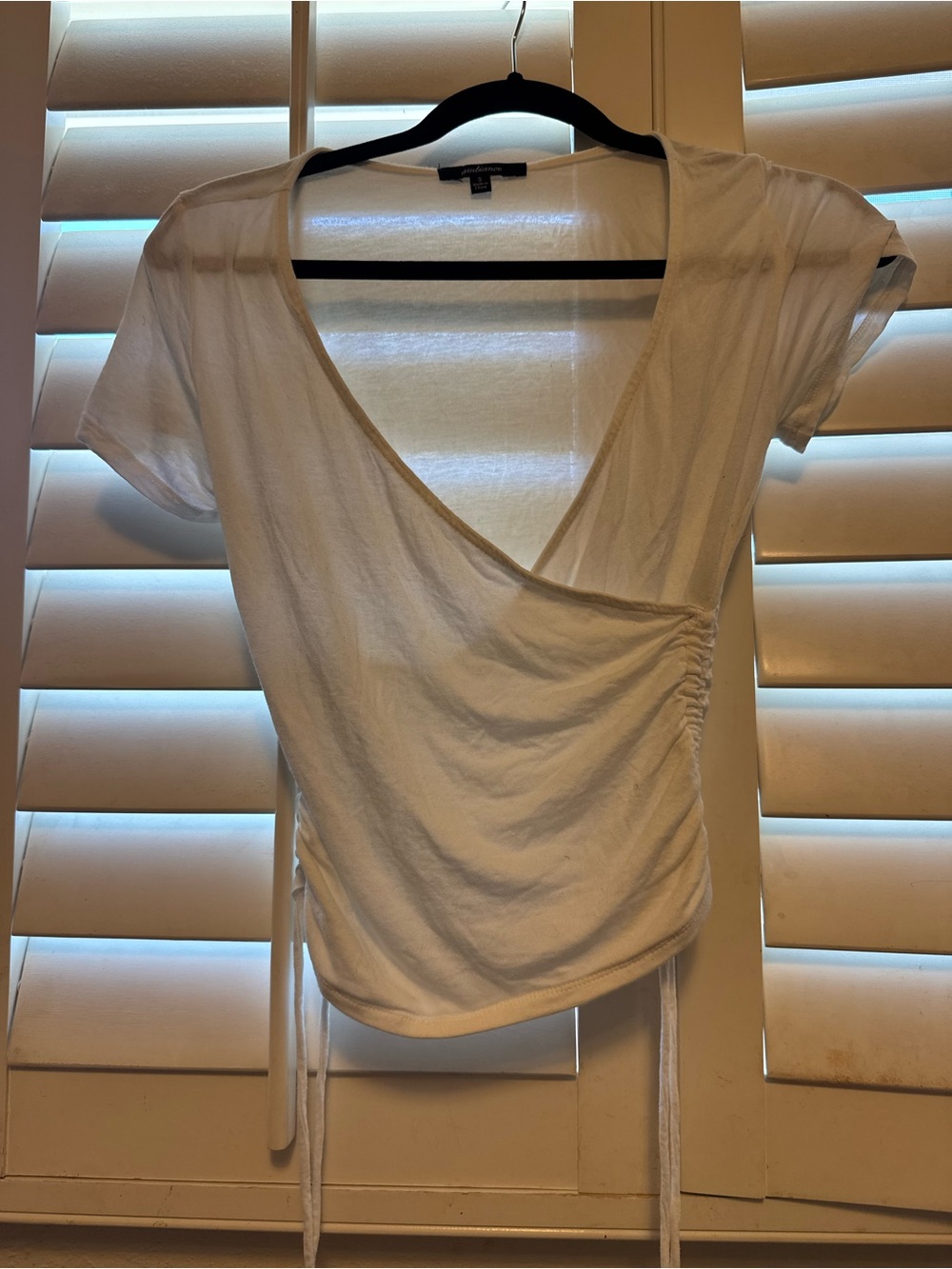 White Wrap Short-Sleeve Top